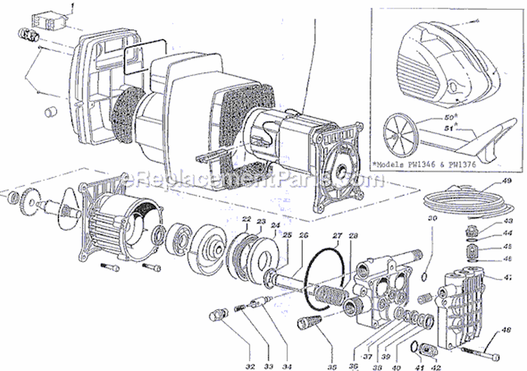 Page B Diagram and Parts List for PW1346  Campbell Hausfeld Pressure Washer